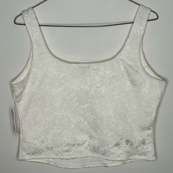 Arula Women’s 1X Gardenia Lace Crop Faux Corset Top Cream Scoop Neck Boho Floral - Picture 6 of 8